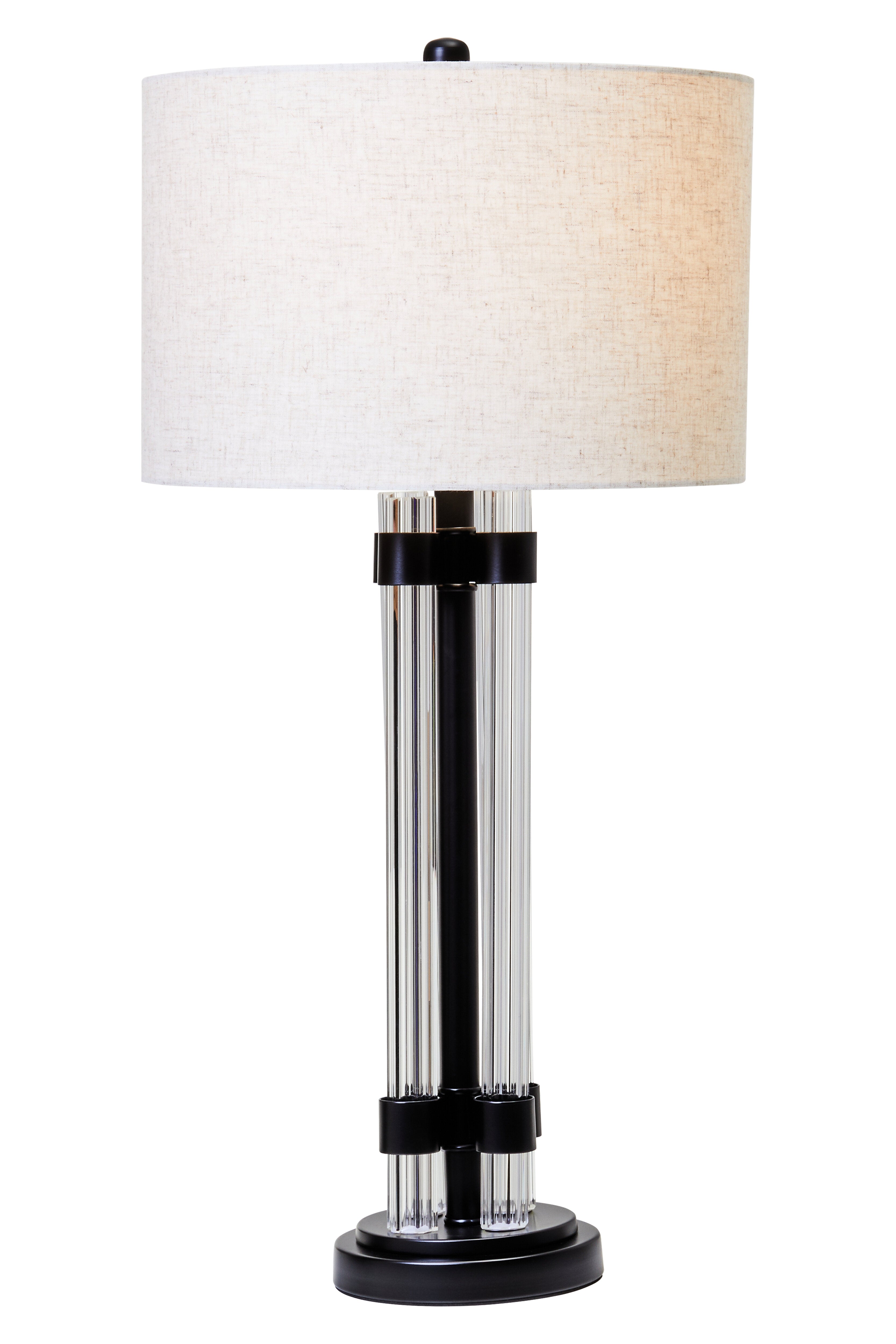 Whitney Matte Black Glass Ivory Table Lamp